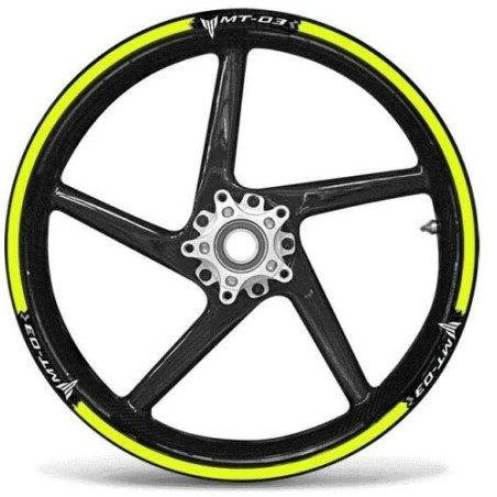 KIT STRISCE ADESIVE compatibili per CERCHI 17 MOTO MT03 YAMAHA MT-03 GIALLO FLUO